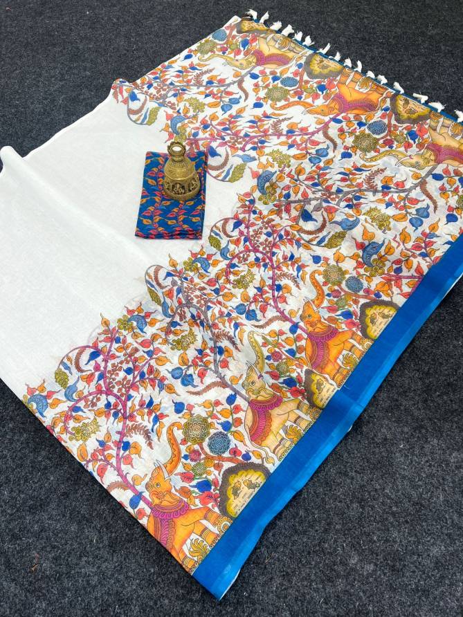 MG 406 Designer Printed Plain Linen Daily Wear Sarees Wholesale Shop In Surat